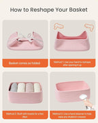 Small Woven Basket, 12 x 8 x 4.5 Inches, Storage Basket for Organizing, Cute Small Rope Shelf Closet Cube Storage Bins Baskets for Shelves, Dog Toy Gift Baskets Empty, 3 Pack Light Pink