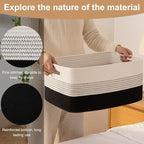 Large Storage Basket for Organizing, Woven Rope Basket for Shelves, Closet Organizer Bins for Clothes, Blanket, Toys, Baby Nursery Storage, 17.7" x 13" x 7.87", 2 Packs Gradient Black