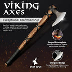 Viking Axe of Ragnar Lothbrok Hand Forged High Carbon Steel Norse Bearded | Camping Hatchet Axe with Genuine Leather Sheath Handcrafted Ash Wood Handle Throwing Tomahawk Viking Gifts for Men