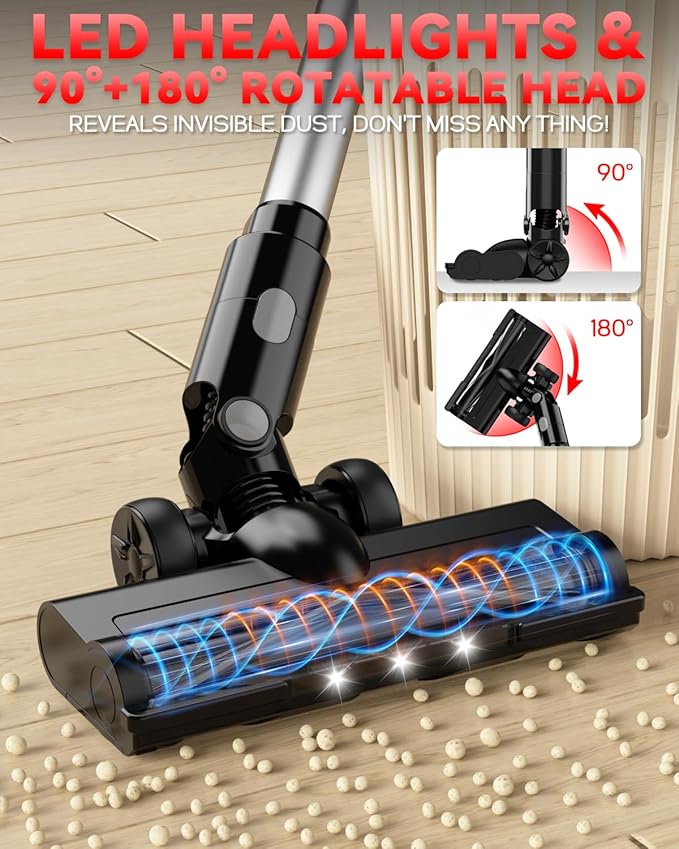 350W Cordless Vacuum Cleaner for Milwaukee M18 Battery, 35kPa Brushless Lightweight Stick Vacuum with 3 Mode Suction, 6 in 1 Stick Vacuum Cleaner with HEPA for Floor, Carpet, Car, Battery Not Included