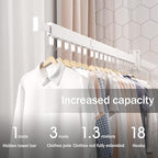 Clothes Drying Rack,Laundry Drying Rack,Clothes Rack Wall Mount,Wall Mounted Clothes Hanger Rack,Laundry Rack Folding,Retractable Clothing Rack,Collapsible Clothes Hanging Rack(Loop,White)