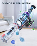 Cordless Vacuum Cleaner, 550W 45KPA Cordless Stick Vacuum Cleaner with 60Mins Rechargeable Battery, LED Touch Display, Handheld Vacuum Cleaners for Home/Pet Hair/Carpets/Floors
