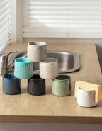 Ceramic Sponge Holder for Kitchen Sink, Scrub Sponge Dish Rack, Farmhouse Compact Sink Caddy Organizer, Glazed White