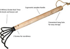 Garden Guru Hand Rake Cultivator Claw Soil Tiller - Military Grade Steel - Rust Resistant - 5 Tine Japanese Ninja Claw - Comfortable Wood Handle - Perfect Pulverized and Aerated Soil