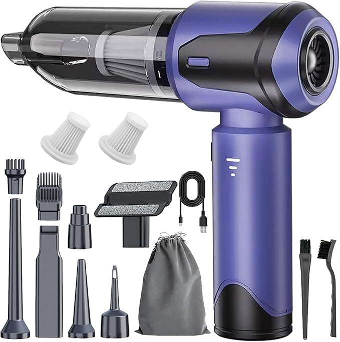 Car Vacuum Portable Cordless, 20000PA 120W 4 in 1 High Power Handheld Cordless Vacuum Cleaner & Air Duster,Air Blower,Multi-Nozzles,Brushless Motor 3-Speed Modes,for Car, Home, Pet,Office & Camping
