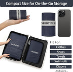 WiseBoy 2 Pack Laundry Bags, Washable Wet Dry Bag, Travel Laundry Bag Dirty Clothes Organizer, Swimming Yoga Bathing Suit Workout Wet Dry Bag - Navy Blue