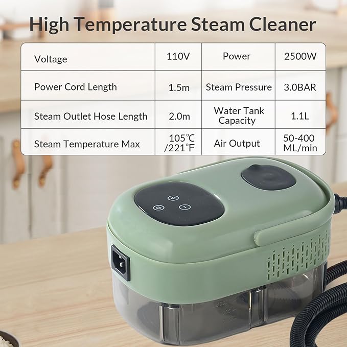 Handheld Steam Cleaner, Steam Shot Cleaner, 2500W High Heat Steamer for Bed Bugs, High Temperature Steamer for Car Detailing, Grout Steam Cleaner for Couch, Windows, Kitchen, Bathroom, Home