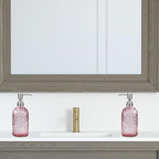 16 oz Soap Dispenser with 304 Rustproof Stainless Steel Pump, Kitchen, Bathroom Refillable Glass Liquid Soap Dispenser for Hand Soap, Soap, Lotion. (Pink-2pack)