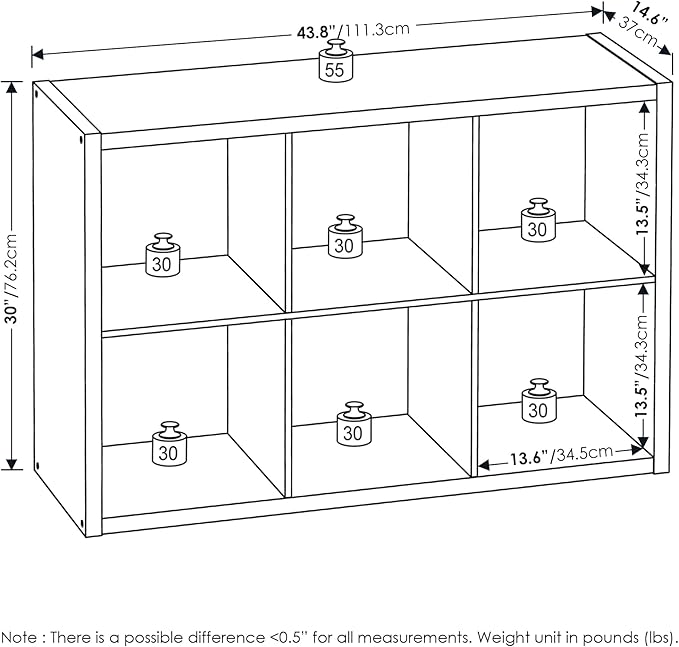 Furinno Cubicle Open Back Decorative Cube Storage Organizer, 6-Cube, White
