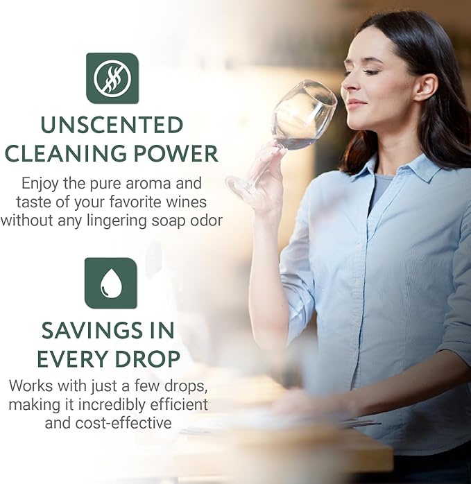 IMPRESA Concentrated Liquid Wine Glass Cleaner - 8 fl oz, Unscented - Streak-Free, Removes Water Spots, Stains & Cloudiness