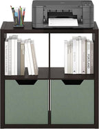 Furinno Cubicle Open Back Decorative Cube Storage Organizer, 4-Cube, Black Dark Oak