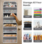 Over The Door Organizer with LifetimeWarranty, 4 Shelves & 4 Side Pockets, Large Storage Rack Holds 44lb, Heavy-Duty Reinforced Mesh Shelf for Bathroom, Closet, Toy Organization, Shoes, Towels, Grey