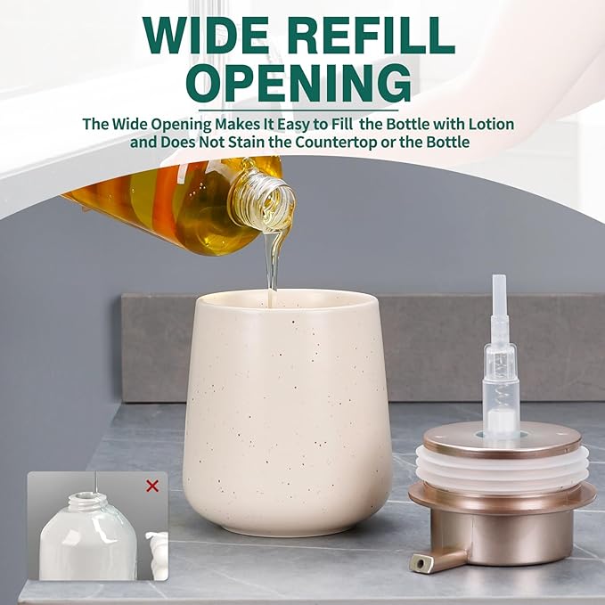 Bosilunlife Hand Soap Dispenser - 12oz Ceramic Soap Dispenser Bathroom Refillable Liquid Soap Pump Dispenser for Bathroom Kitchen Dispenser for Dish Soap with Easy-to-Press Pump