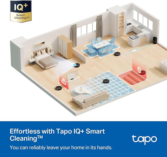 Tapo LiDAR Smart Navigation Robot Vacuum and Mop with Self-Emptying Dock, 5300Pa Max, 97%+ Dust Pickup Rate, Customizable Cleaning, Self-Charging, Compatible with Alexa & Google Home, RV30 Max Plus