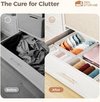 Sturdy Drawer Organizers (12-Pack) - Fabric Dresser Drawer Organizers & Dividers for Nursery Organization, Baby Organizers and Storage for Clothes, Socks & Underwear, White