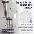 30 Pcs Drywall Anchor Repair Kit Solve Loose Wall Plugs Fast - Ideal for Curtain Rails, Towel Racks, Toilet Paper Holders and More Anchor Hole Patch (2.36 in)