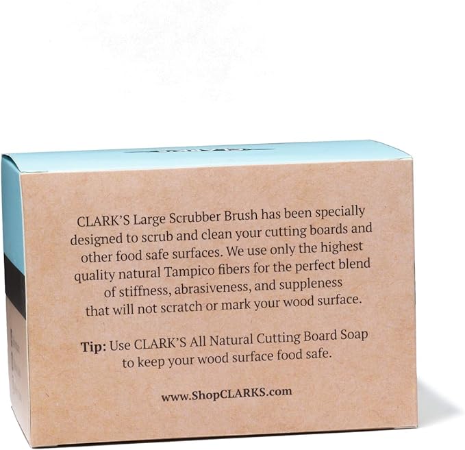 CLARK'S Cutting Board Scrub Brush - for Applying Food Grade Mineral Oil - Food Safe Wood Stain - Ideal for Wooden Butcher Blocks - Bamboo - Cast Iron - Countertops - Maple Construction - Food Safe