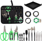 Bonsai Tools Kit 20 Pcs Garden Tools Set for Starters, Includes Bonsai Wire Kit, Plant Mat, Pruning Shears, Bonsai Scissors, Succulent Tools in Leather Storage Bag, Bonsai Gift for Adults