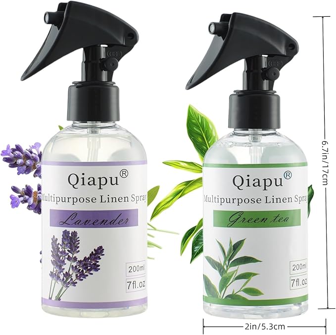 Lavender & Green Tea Linen Spray – Natural Air Freshener Mist for Pillows, Sheets, and Fabrics with Essential Oils for Relaxation and Sleep 2PCS