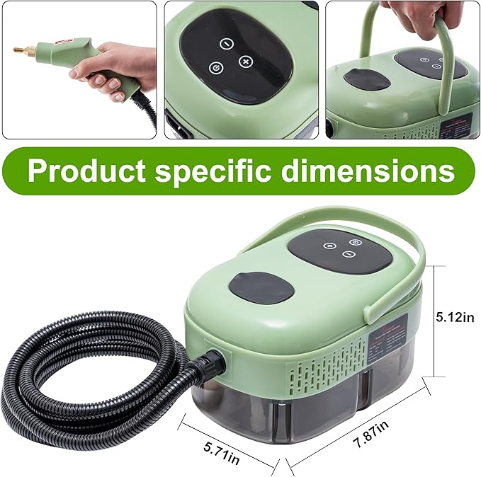 Handheld Steam Cleaner,Steam Cleaner with Smart Touch Screen, High Pressure Steamer,15sec Heat-up Deep Cleaning Steamer(Green), for Kitchen,Bathroom,Furniture,Car,Grout,Tile and More