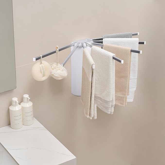 Wall Mounted Clothes Drying Rack Tripod,Foldable Drying Rack,Wall Mounted Dryer Rack Clothing,Over The Door Drying Rack for Laundry Bedroom Household Aluminium