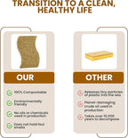 Natural Kitchen Sponge –12-Pack Biodegradable Sponges for Dishes –Compostable Dish Washing Scrubbers – Eco Friendly Non-Scratch Cellulose & Coconut Husk Scrubber Sponges for Cleaning