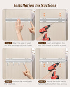 Supforce Valet Rod for Closets, 12" Valet Rod With 4 Hooks, Closet Organizer Slide Out Clothing Hanger Rods Extender Perfect for Suits,Dresses,Belt,Tie, Black