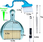Broom and Dustpan Tweezers Tongs Cleaning Brushes Groove Gap Clean Tool Set 4 Pcs Kitchen Cleaning Brushes mini Kit Multipurpose Small Set for Home Door Window Track Tables Keyboards