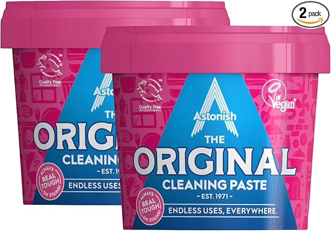 Astonish The Original Cleaning Paste 500g Mandarin Peaches Scent, 2 Pack - Multi Surface Stain Remover, Grease Buster, Tough Kitchen Cleaner, Chemical-Free Household Scrub, Bathroom Essential