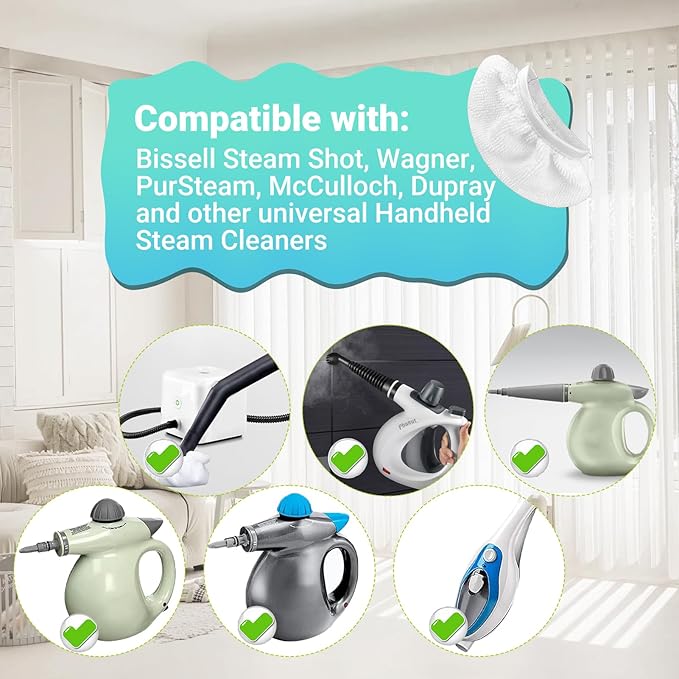 10 Pack Steam Cleaner Accessories, Microfiber Cloths for Handheld Steam Cleaner, Compatible with Bissell Steam Shot, Dupray, Wagner, McCulloch, PurSteam, Universal and Washable
