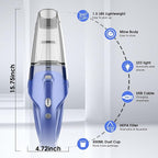 Handheld Vacuum Cordless Rechargeable – 6000Pa Mini Hand Held Vacuum, LED Light, 20–25 Mins Runtime, USB Charging, 500ML Cup – Lightweight Small Vacuum Cleaner Cordless for Car/Office/Home