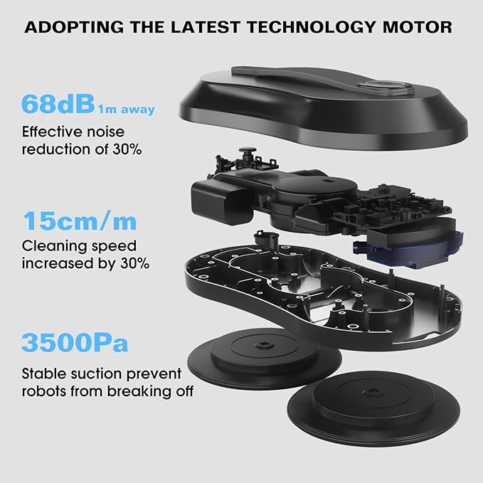 S1 Window Cleaner Robot with Dual Water Spray 3500Pa Houshold Window Cleaning Robot with Toolbox 6.0 AI Path Planning for Framed/Frameless Glass Low Noise Glass Cleaning Robot with Belt