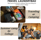 Travel Laundry Bag, Vacuum Compression Dirty Clothes Travel Bag Waterproof Wet Dry Bags Large Capacity Space Saver Bags Reusable Camp Clothes Organizer for Sports College Dorm Laundromat (1 Pcs )Black