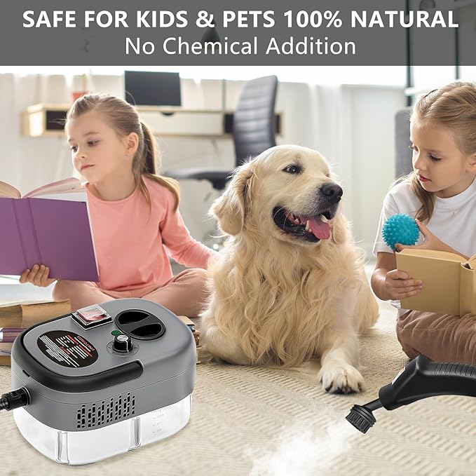 Handheld Steam Cleaner, Steamer for Cleaning, 2500W Pressurized Steam Cleaner with 1.2L Water Tank and 6 Attachments, Portable Steamer Cleaner for Home Car Kitchen Bathroom Furniture Tile Grout, Gray