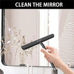 Shower Squeegee for Glass Doors with Adhesive Hook, All-Purpose Squeegee for Shower Glass, Bathroom, Window, Mirror, Car Glass and Tile Wall-8 Inches,Black