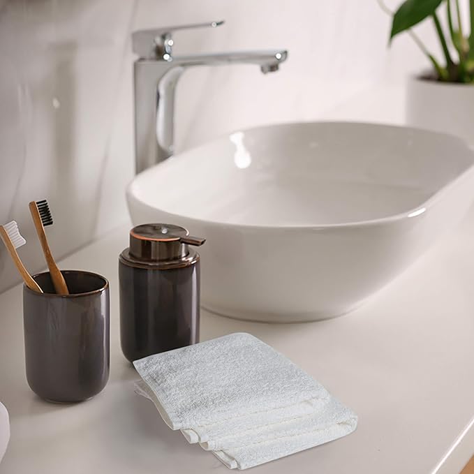 Softolle 100% Cotton Washcloths 24 Pack (12x12 Inches) Soft, Highly Absorbent Washcloth, Face Towels, Wash Cloths for Face, Ring Spun, Bulk Pack (White)