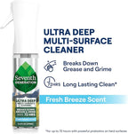 Seventh Generation Ultra Deep Probiotic Multi Surface Cleaner, 9.4 Fl Oz, Fresh Breeze, 80% USDA Biobased All Purpose Cleaning Spray, Breaks Down Tough Grease & Grime, Safe for Kids & Pets