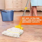 Professional Commercial Heavy Duty Mop,Clip Type Mop with 48" Long Handle,Cotton Wet Industrial Mops for Floor Cleaning,Home,Kitchen,Office,Garage and Concrete Tile Floor