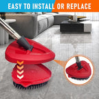 Mop Head Replacement Pads Compatible with O-Cedar EasyWring 1 Tank Triangle Mop,5 Spin Mop Head Refill Replacement,One Upgraded Scrub Brush & One Base for Deep Clean