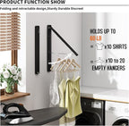 Clothes Drying Rack for Laundry Drying Rack Wall Mounted Clothes Hanger Rack Retractable Laundry Hanger Dryer Rack Space Saving Closet Organizer Aluminium (Black)