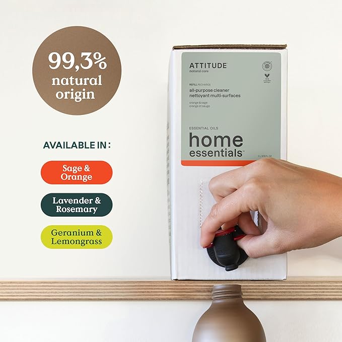 ATTITUDE All Purpose Cleaner, EWG Verified Multi-Surface Products, Vegan, Naturally Derived Multipurpose Cleaning Spray, Lavender and Rosemary, 67.6 Fl Oz