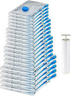 Amazon Basics Vacuum Storage Bags with Hand Pump for Travel, Space Saving Compression Bags for Clothes, Clothing, Blankets and Duvets, Clear, 20 Pack (5 Small, 5 Medium, 5 Large & 5 Jumbo)