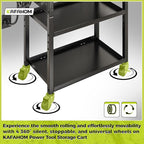 KAFAHOM Power Tool Cart with Charging Station, Rolling Cart with Drawer, Heavy Duty Power Tool Organizer with 360 Silent Wheels, Storage for Garage, Warehouse & Repair Shop