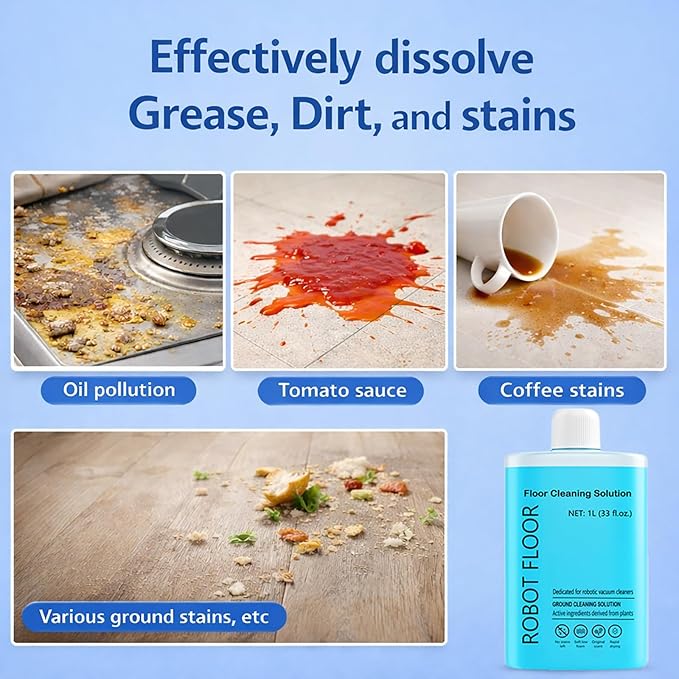 Floor Cleaning Solution, 1L Mop Soap Highly Scented Fragrance Compatible with Roborock Cleaning Solution, Residue & Streak Free, Suitable for All Robot Vacuum Cleaners and All Mop Types, 33OZ