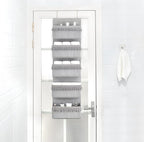 Dahey Over The Door Organizer Boho Nursery Storage Decor Closet Hanging Organizer with Tassels Decoration for Bedroom Nursery Bathroom Apartments Dorm Pantry, 5 Pockets, Grey