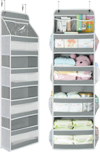 Yecaye 5 Tier 1Pc Over the Door Organizer, Swing-proof Door Organizer Hanging with Clear PVC Windows, Behind the Door Storage for Bedroom Nursery Closet Laundry Pantry Bathroom, Grey