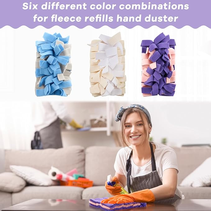 Zubebe 3 Pcs Duster Refill Reusable Fleece Duster Refills Feather Flat Dusters Multi Surface Washable Cleaning Pads Tools for Home, Blinds, Car, Pet, Furniture, Fans (Classic Color)