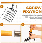 9-Tine Manure Fork, 3 Sets Heavy Duty Pitch Fork with 47.2" Wood Handle, Muck Rake Broadfork Garden Tool for Gardening Horse Stall Picking up Manure Farm