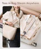 Travel Steamer for Clothes, 100-240V Dual Voltage Portable Garment Steamer, 1000W Travel Size Handheld Steamer & Iron 2 in 1 for Global & Europe Travel, Business, Home, Rose Gold