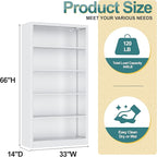 66"Heavy-Duty Steel Open Storage Cabinet with Adjustable Shelves, 6-Tier Shelving Unit, Easy Assembly Freestanding Organizer for Garage, Pantry,Office, Living Room (White, 5 Tier-66"Hx 33"W x14"D)